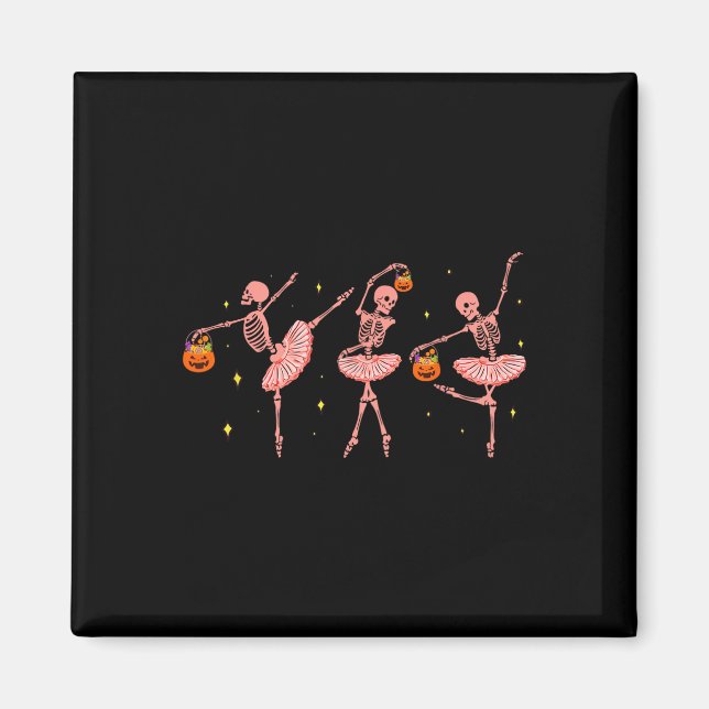 Skeleton Ballerina Halloween Jack O Lantern Dancer Magnet (Front)