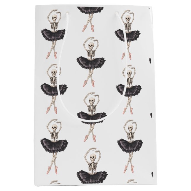 Skeleton Ballerina – Spooky Grace Meets Gothic Medium Gift Bag (Front)