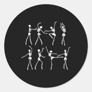 Skeleton Ballerinas Ballet Dance Cute Halloween Co Classic Round Sticker