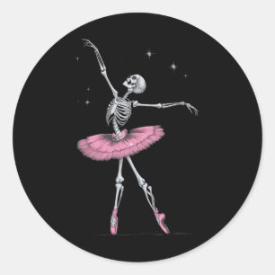 Skeleton Ballet Halloween Costume Funny Skull Classic Round Sticker