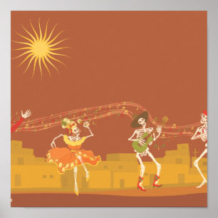 Skeleton Band on Day of the Dead Poster