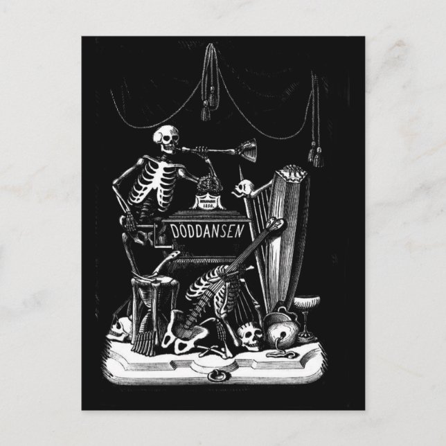 skeleton band vintage postcard (Front)