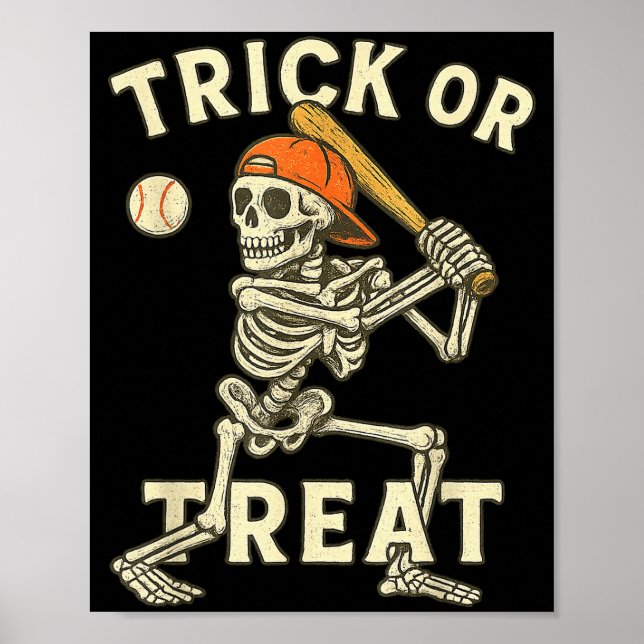 Skeleton Baseball Halloween Costume Funny Men Boys Poster (Front)