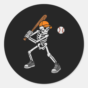 Skeleton Baseball Halloween Costume Mens Boys Teen Classic Round Sticker