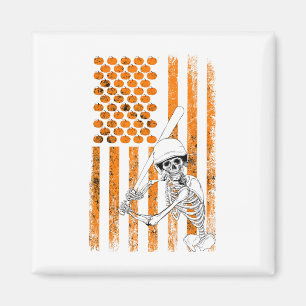 Skeleton Baseball Player Fan Skeleton Halloween Ba Magnet