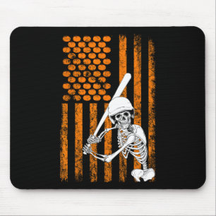 Skeleton Baseball Player Fan Skeleton Halloween Ba Mouse Pad