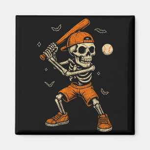 Skeleton Baseball Player Funny Costume Halloween Magnet