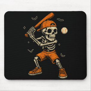 Skeleton Baseball Player Funny Costume Halloween Mouse Pad