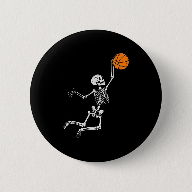 Skeleton Basketball Halloween Costume Mens Boys Te 6 Cm Round Badge (Front)