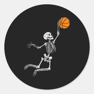 Skeleton Basketball Halloween Costume Mens Boys Te Classic Round Sticker