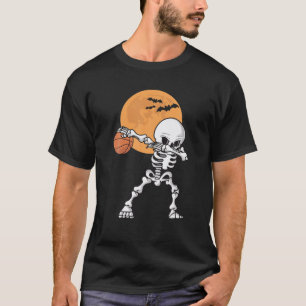 Skeleton Basketball Halloween Dabbing Boys Kids T-Shirt