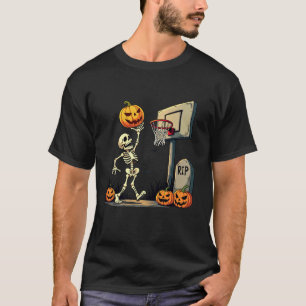 Skeleton Basketball Halloween Pumpkin Jack O Lante T-Shirt