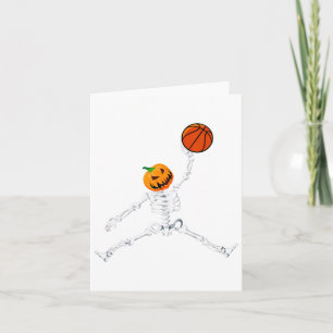 Skeleton Basketball Halloween Pumpkin Slam Dunk  Card