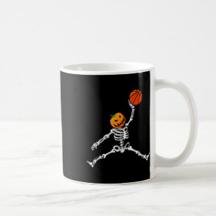 Skeleton Basketball Halloween Pumpkin Slam Dunk Coffee Mug