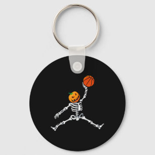 Skeleton Basketball Halloween Pumpkin Slam Dunk Key Ring