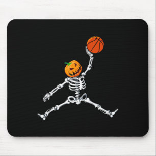 Skeleton Basketball Halloween Pumpkin Slam Dunk Mouse Pad