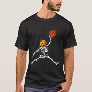 Skeleton Basketball Halloween Pumpkin Slam Dunk T-Shirt