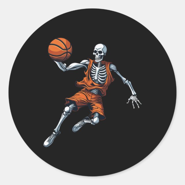 Skeleton Basketball Player 1  Classic Round Sticker (Front)