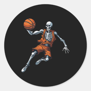 Skeleton Basketball Player 1 Classic Round Sticker