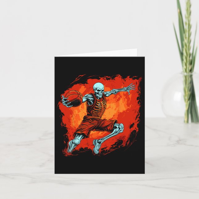 Skeleton Basketball Player Halloween Spooky  Card (Front)
