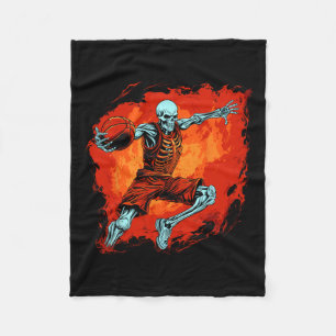 Skeleton Basketball Player Halloween Spooky Fleece Blanket