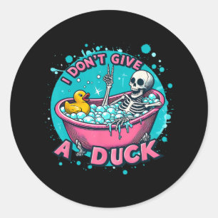 Skeleton Bath Humour Rubber Duck Funny Halloween Classic Round Sticker