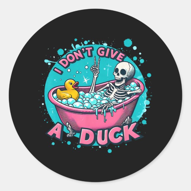 Skeleton Bath Humour Rubber Duck Funny Halloween  Classic Round Sticker (Front)