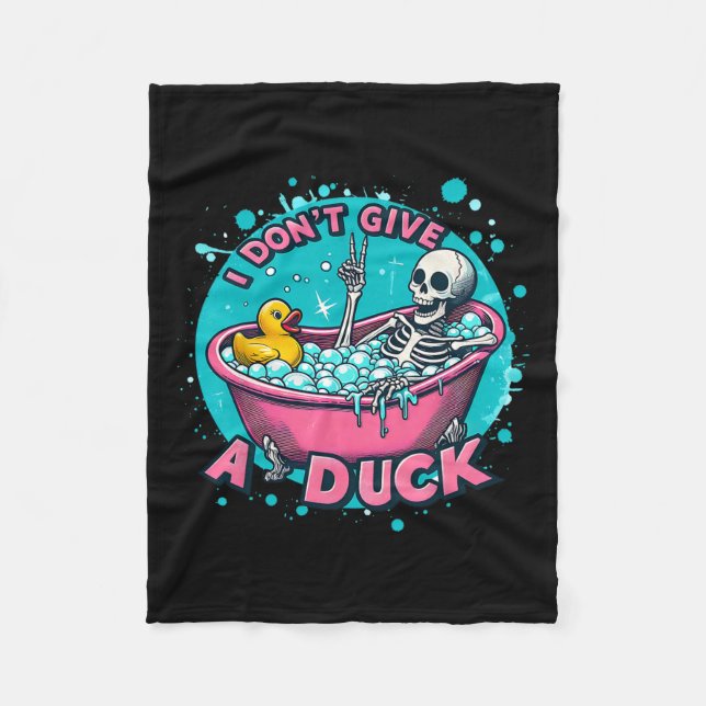 Skeleton Bath Humour Rubber Duck Funny Halloween  Fleece Blanket (Front)