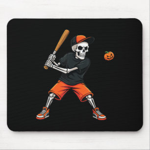 Skeleton Batting Pumpkin Baseball Halloween Costum Mouse Pad