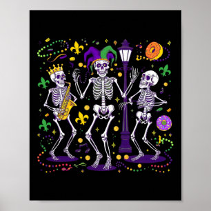 Skeleton Beads Joker Hat Mardi Gras New Orleans Fl Poster
