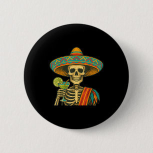 Skeleton beer cinco de mayo fiesta 6 cm round badge