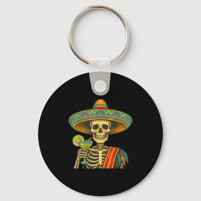 Skeleton beer cinco de mayo fiesta  key ring (Front)