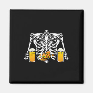Skeleton Beer Lover Hamburger Pizza Xray Halloween Magnet