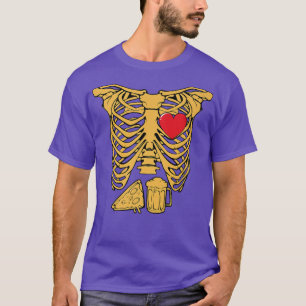 Skeleton Beer Pizza Lover Funny Pregnancy Couple T-Shirt