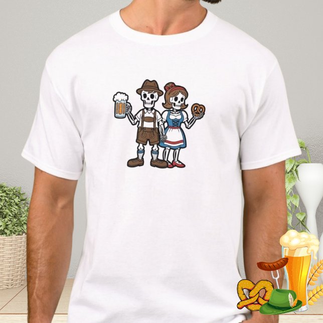 Skeleton Beer Pretzel Funny Oktoberfest German T-Shirt (Creator Uploaded)