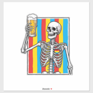 Skeleton Beer Rainbow Vintage Engraving Shirt_1