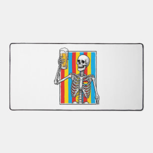 Skeleton Beer Rainbow Vintage Engraving Shirt_1 Desk Mat