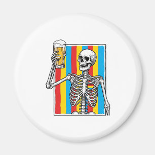 Skeleton Beer Rainbow Vintage Engraving Shirt_1 Magnet