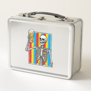 Skeleton Beer Rainbow Vintage Engraving Shirt_1 Metal Lunch Box