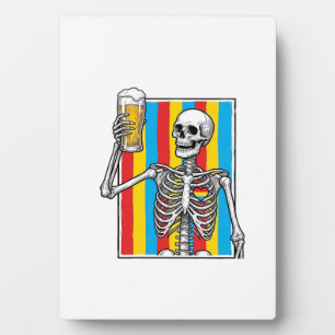 Skeleton Beer Rainbow Vintage Engraving Shirt_1 Plaque