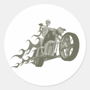 Skeleton Biker / Bike Rider: Classic Round Sticker