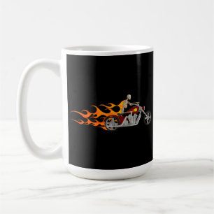 Skeleton Biker & Flames: Coffee Mug