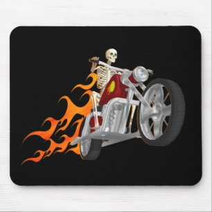 Skeleton Biker & Flames: Mouse Pad