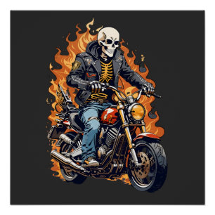 Skeleton Biker   Motorcycle Lover   Cycling Top Poster