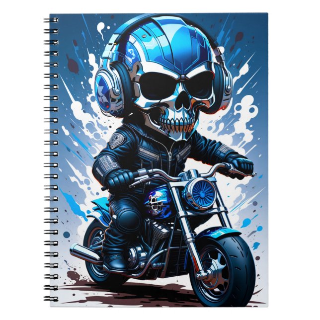 Skeleton Biker With Headphone Notebook (Front)