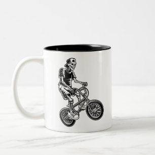 Skeleton Biking Skeleton play bike Two-Tone Coffee Mug