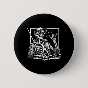 Skeleton Billiards Birthday Halloween Mens Womens 6 Cm Round Badge