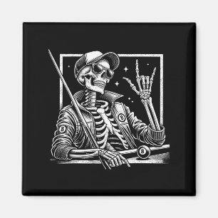 Skeleton Billiards Birthday Halloween Mens Womens Magnet