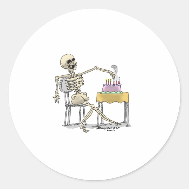 sKeLeToN BiRtHdAy CaKe Classic Round Sticker (Front)