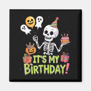 Skeleton Birthday Funny Happy Halloween Bday Boys Magnet